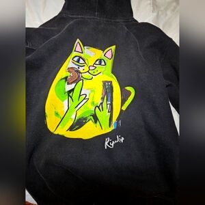 Black Ripndip hoodie with cat on the back